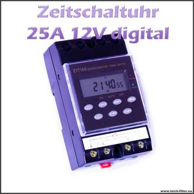 Zeitschaltuhr 12V 25A Timer digital für Hutschiene und Aufputz