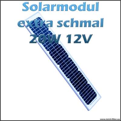 Solarmodul 20W 12V extra schmal monokristallin für Garten und Boot