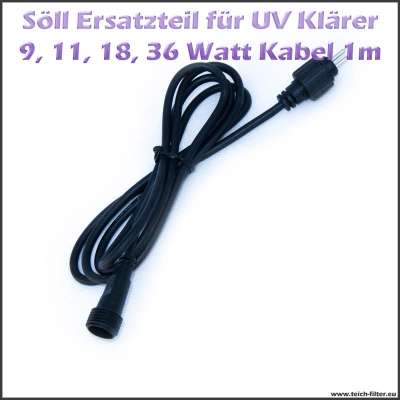 1m Verlängerungskabel 12V 15740 für Söll UV Klärer 9, 11, 18 und 36 W